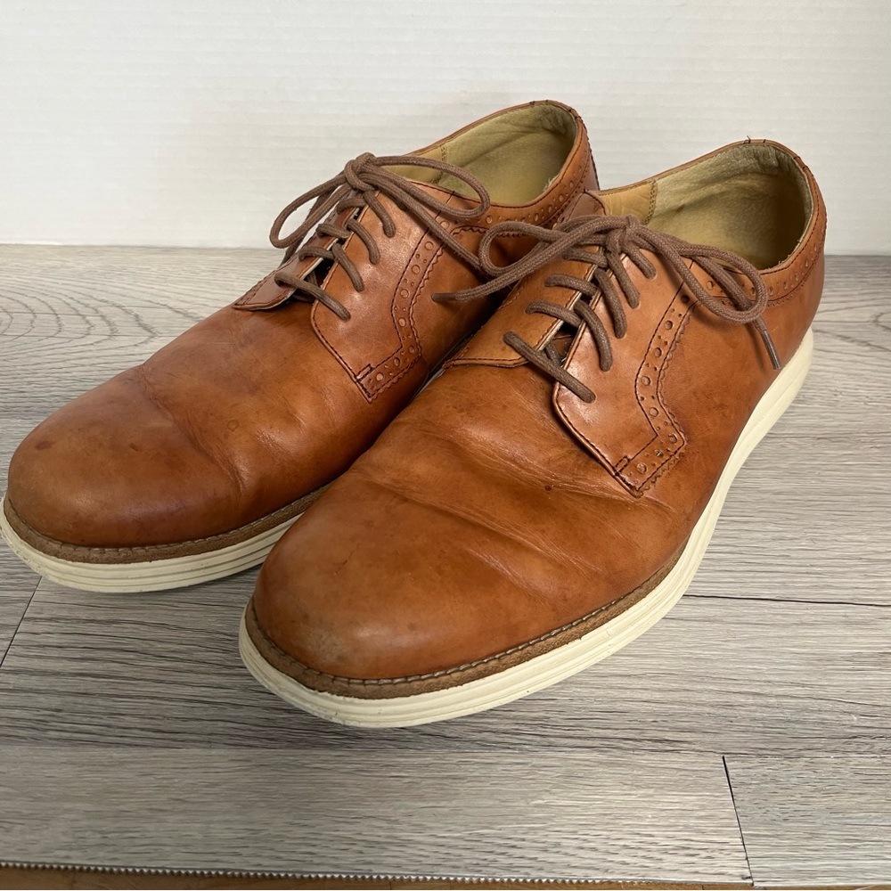 Cole Haan C12608 LunarGrand Woodbury Brown Plain Toe Shoes Men's Size 11 M